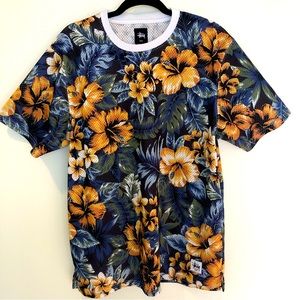 Stussy Mesh Hawaiian Mesh Jersey Shirt, Blue, Men’s Large